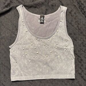 Elegant Gray Embellished Tank Top